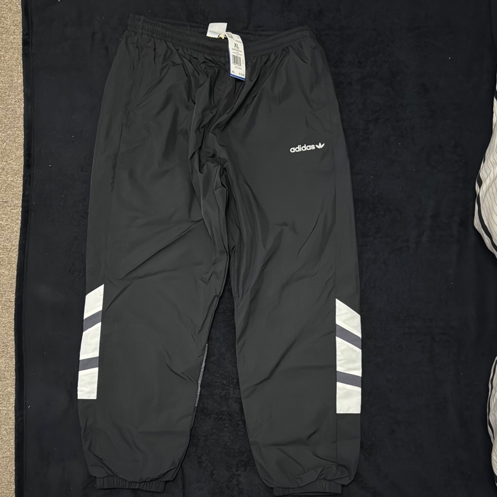 adidas Black mens Joggers with Reflective Chevron Panels